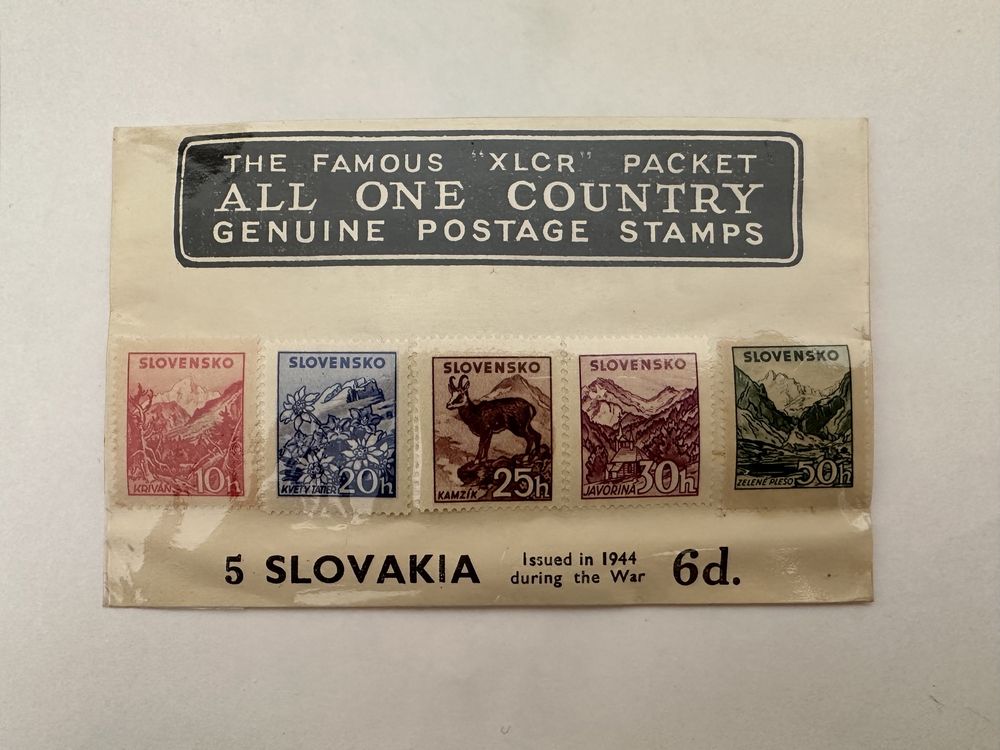 Conjunto 5 selos Eslováquia 1944 - troco por fraldas bebé
