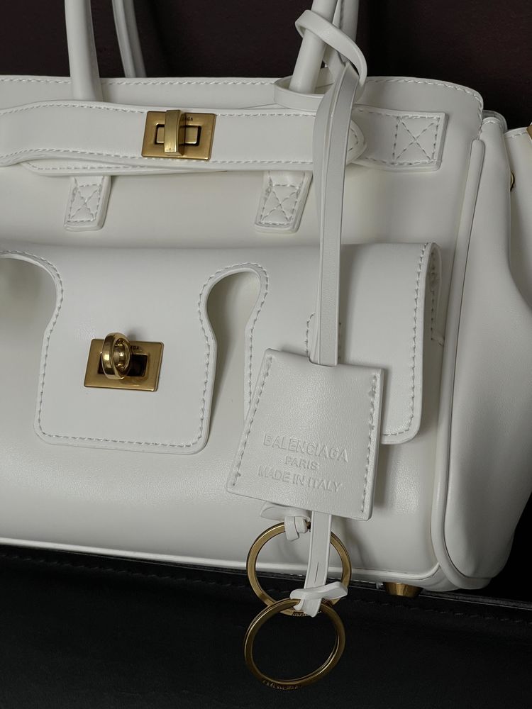 Сумка Balenciaga Bel Air Tote Bag шкіра | біла | золота фурнітура