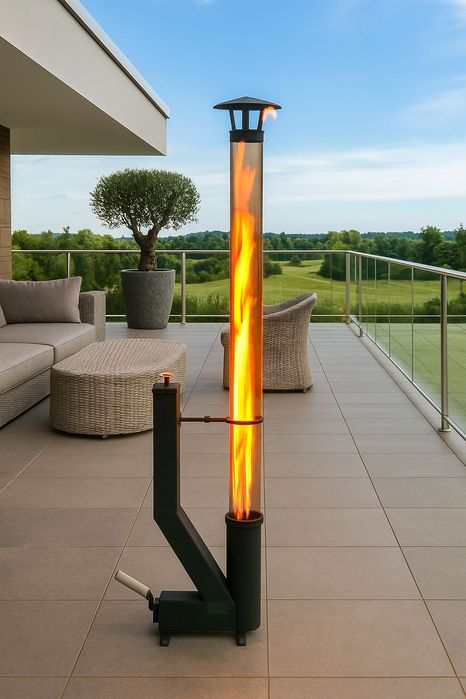 lampa grzewcza na pellet kominek kolumna ogniowa promiennik ciepła