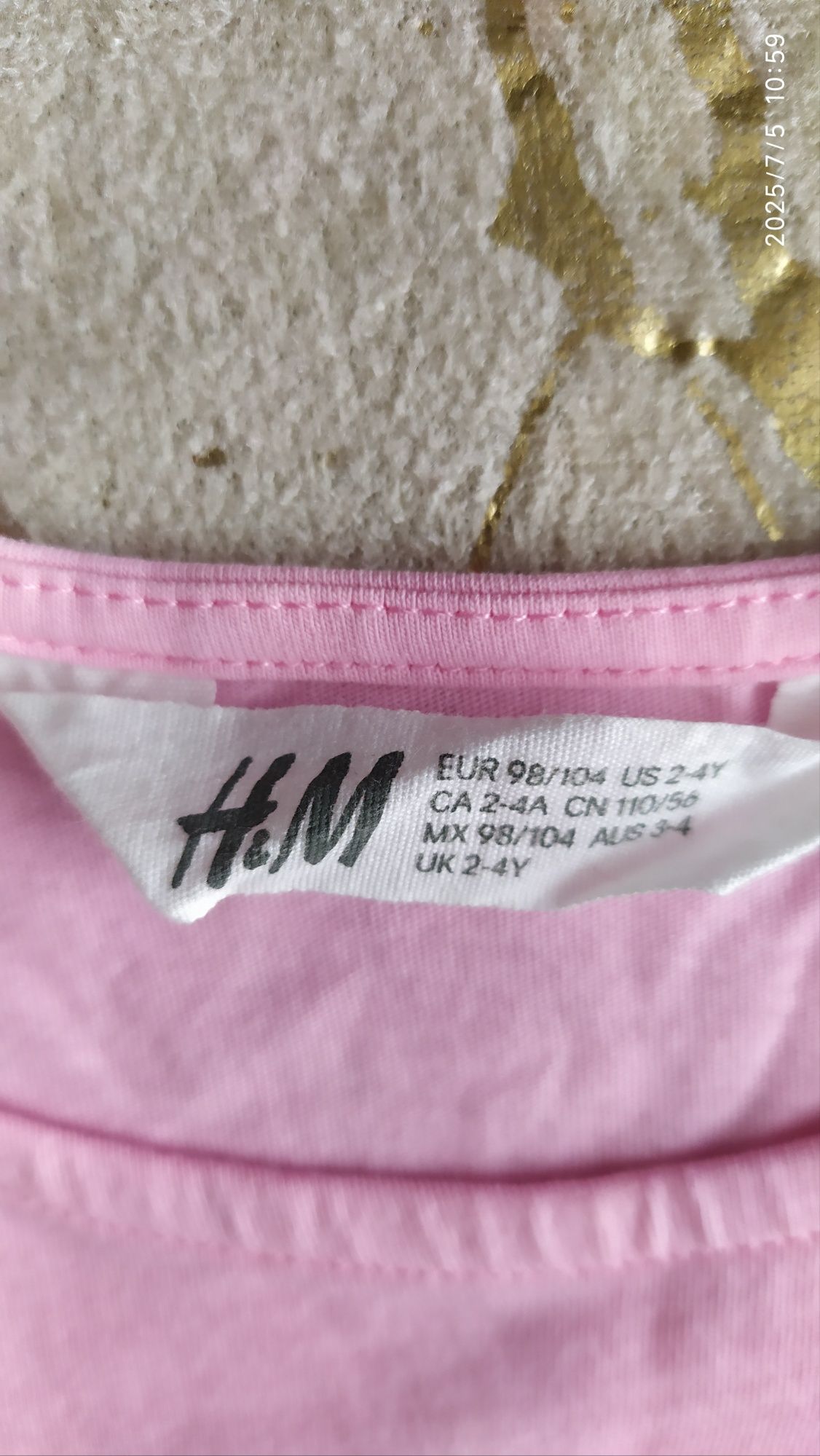 Różowa bluzeczka bez rękawów z lodem, r. 98/104, H&M