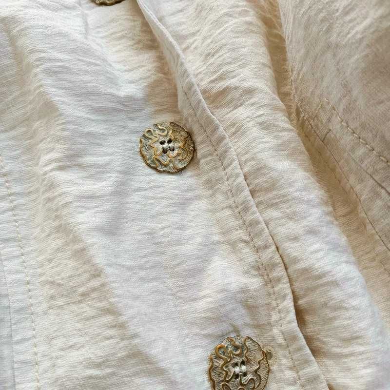 Kremowy żakiet marynarka vintage retro bawełna wiskoza S M