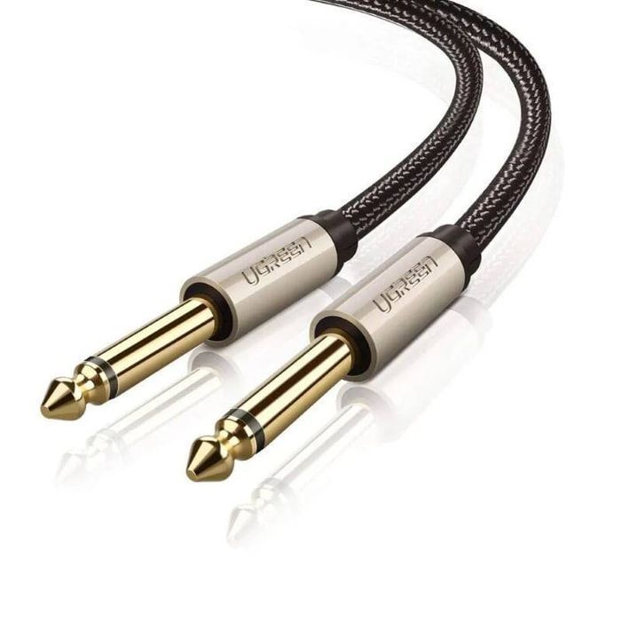 Kabel UGREEN AV128 Jack 6.35mm 1m Pozłacany DO Instrumentów Szary