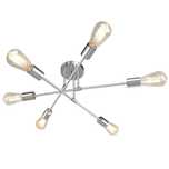 Lampa sufitowa wisząca żyrandol srebrna chrom 6xE27 nowoczesna loft