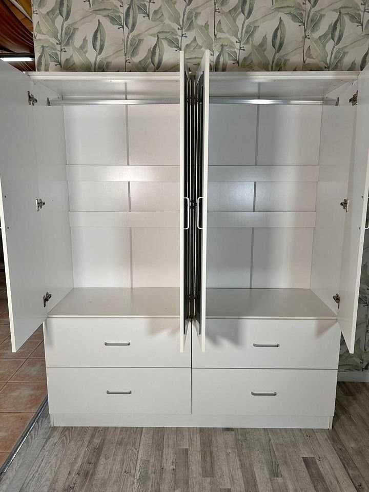 Roupeiro barato de 4 portas com espelho envio gratis