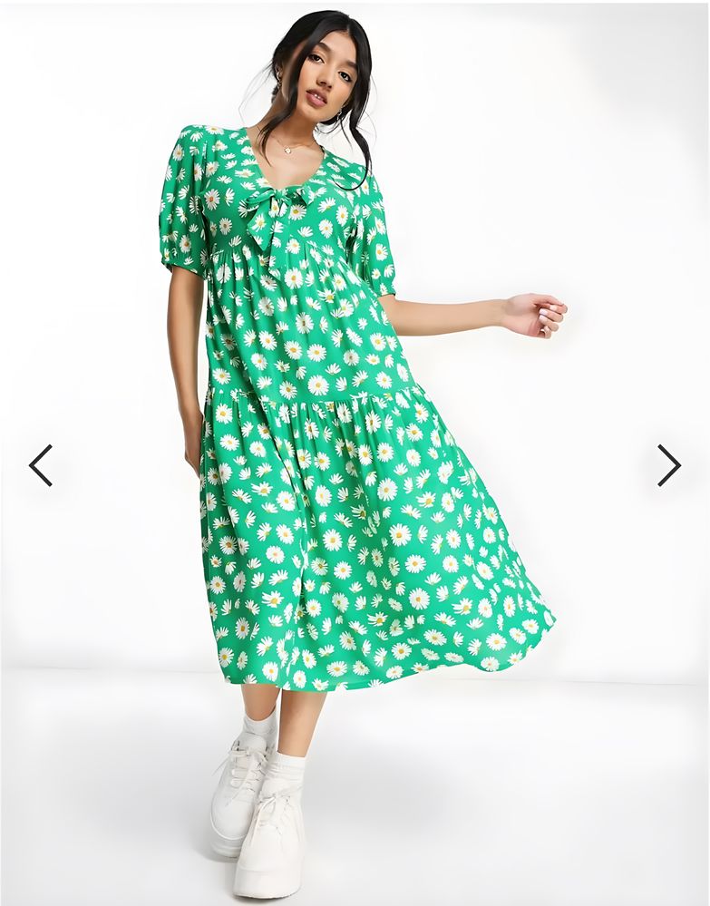 Платье ASOS, зеленое, миди