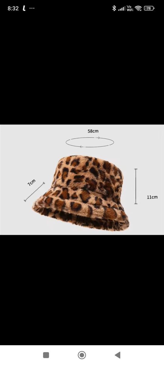 Hit futrzak  kapelusz bucket hat czapka futrzana print panterka miś