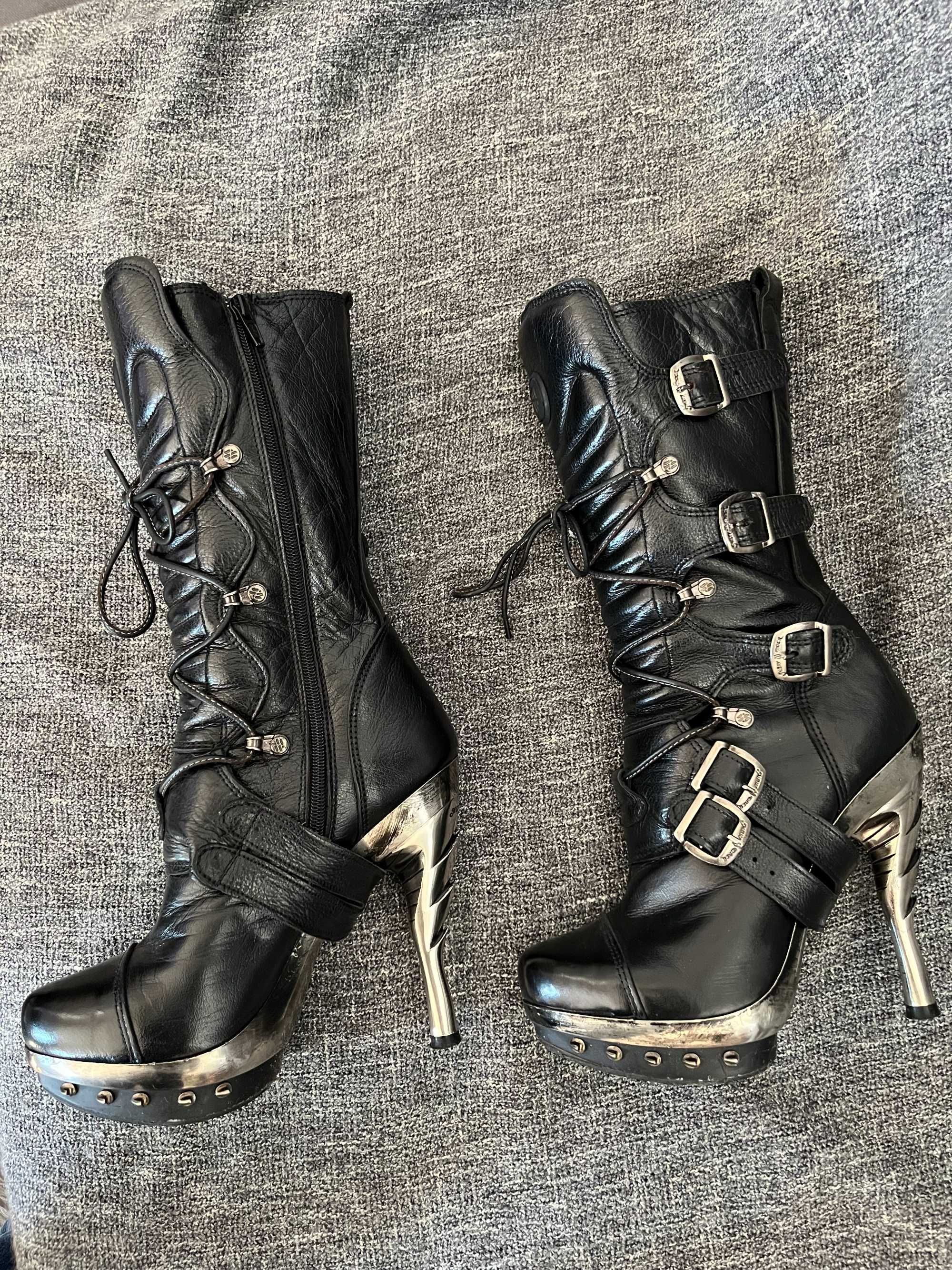 New Rock botki na oryginalnym, metalowym obcasie