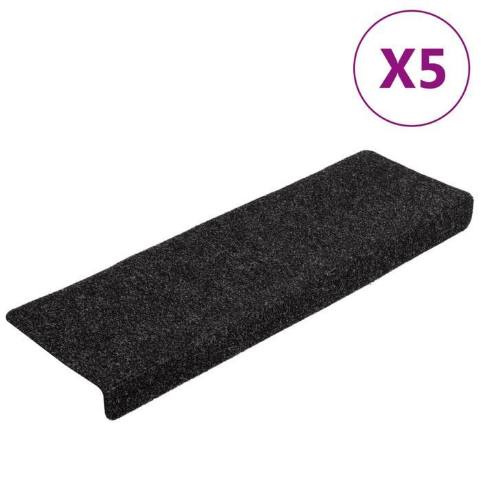 vidaXL Nakładki na schody, 5 szt., czarne, 65x21x4 cm