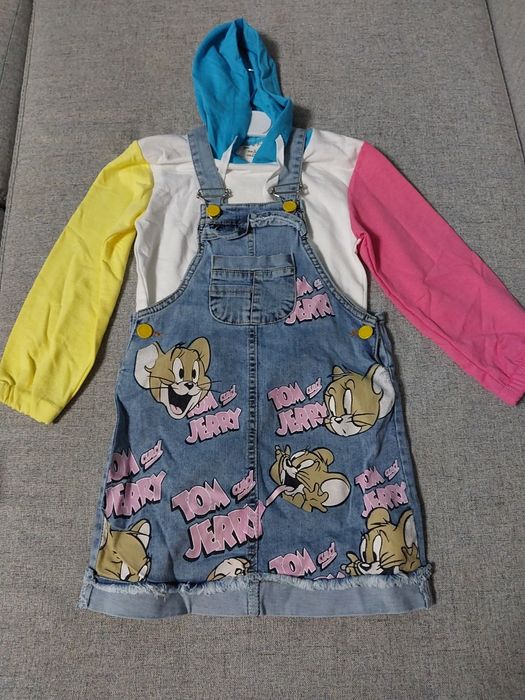 Sukienka jeansowa z bluza dla dziewczynki