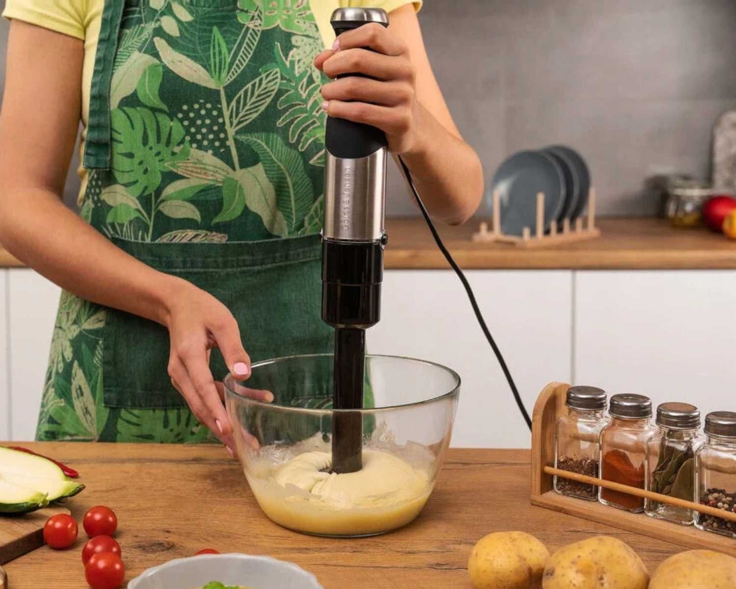 Mocny GÖTZE & JENSEN Blender Ręczny 1000W + Kruszenie Lodu + Malakser