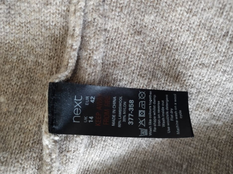 Wełniany Jasno brązowy Kardigan rozm. 42