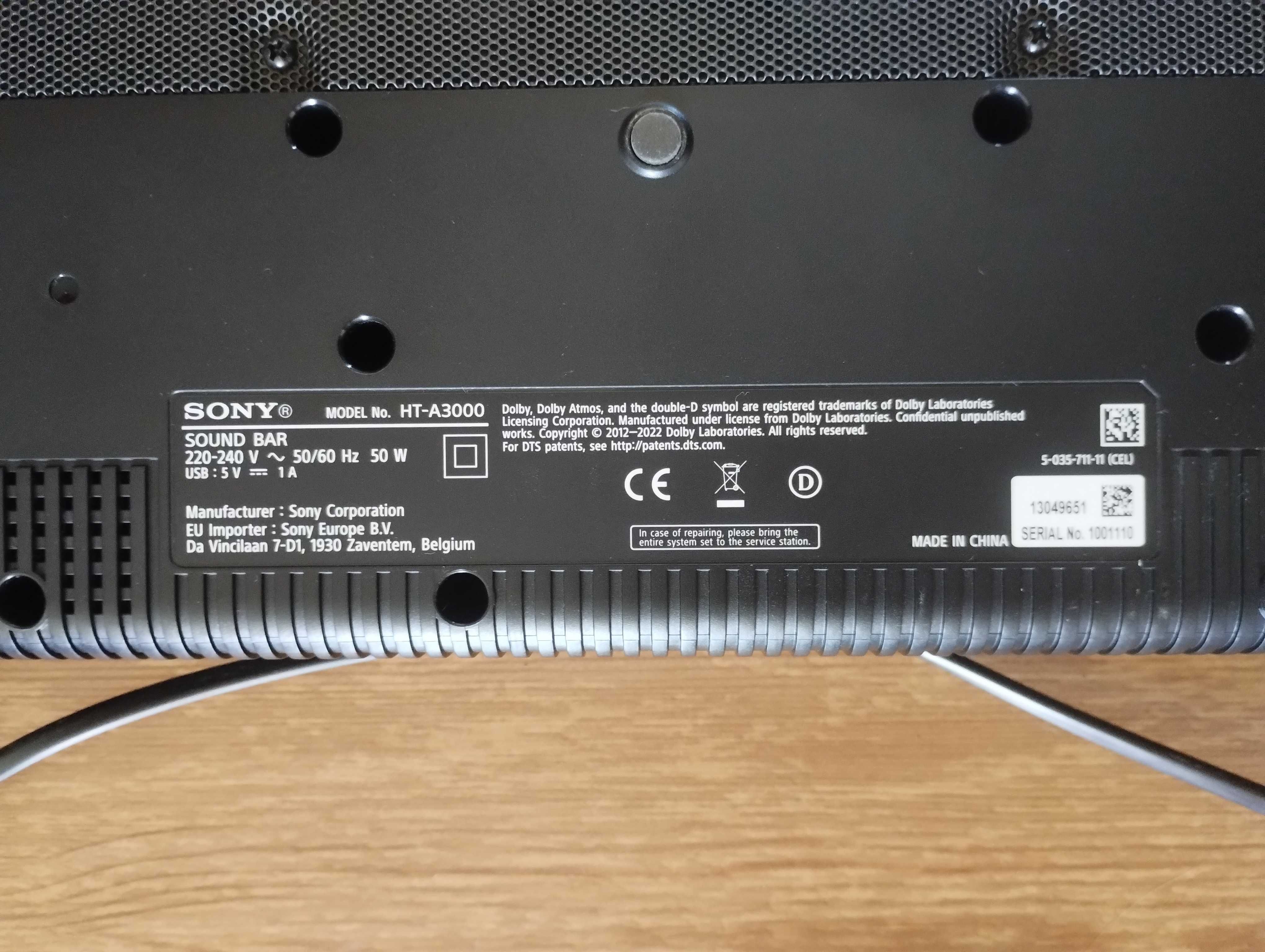 Домашній кінотеатр (саундбар) Sony HT-A3000
