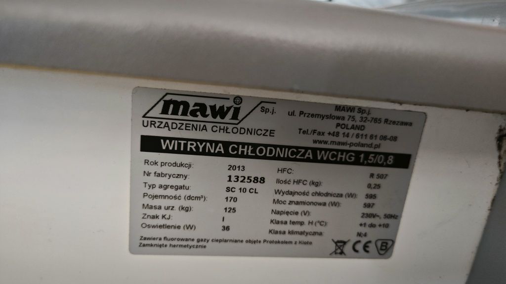 Lada chłodnicza Mawi 1,5m na 0.8m