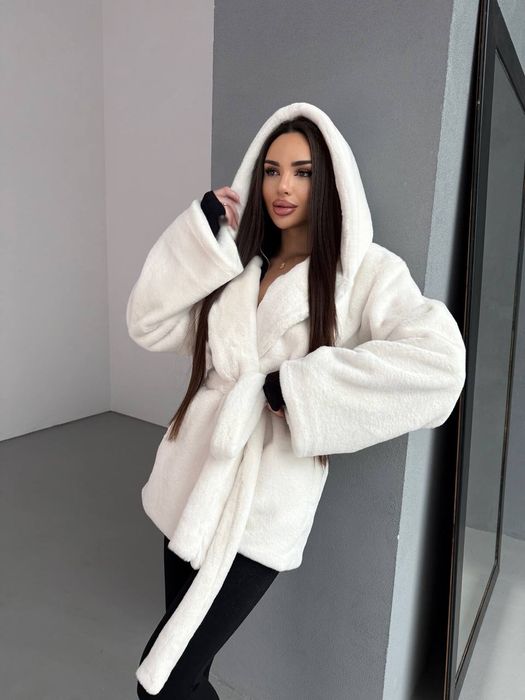 Еко Шуба з капюшоном шуба з мутона шубка жіноча тедді барашек