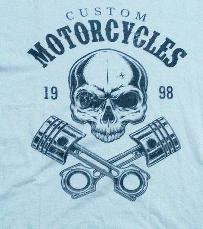 Smog Motor 1998 Череп и Два Поршня футболка Байкерская Мотоциклетная