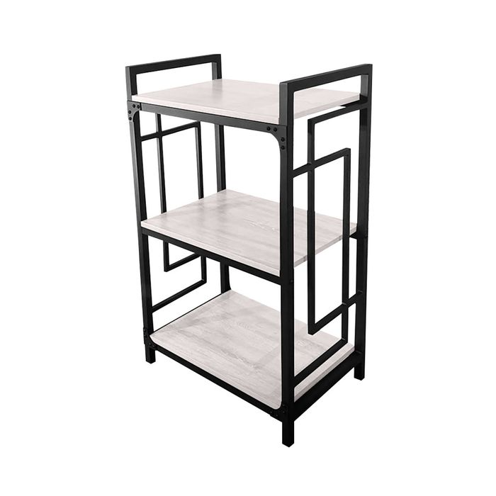 Стеллаж Металл-Дизайн Квадро 3 полки Черный Бархат/Аляска (48024)