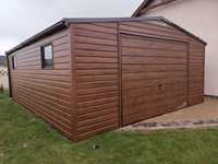 Garaż blaszany 5x6 | Drewnopodobny | Dach dwuspadowy