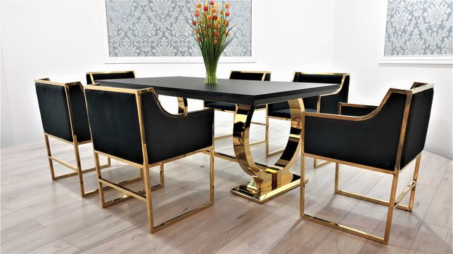 NOWOŚĆ Stół rozkładany + 6 krzeseł GOLD GLAMOUR