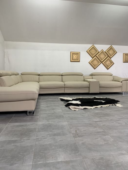 шкіряний кутовий диван, шкіряні меблі, куток розкладний