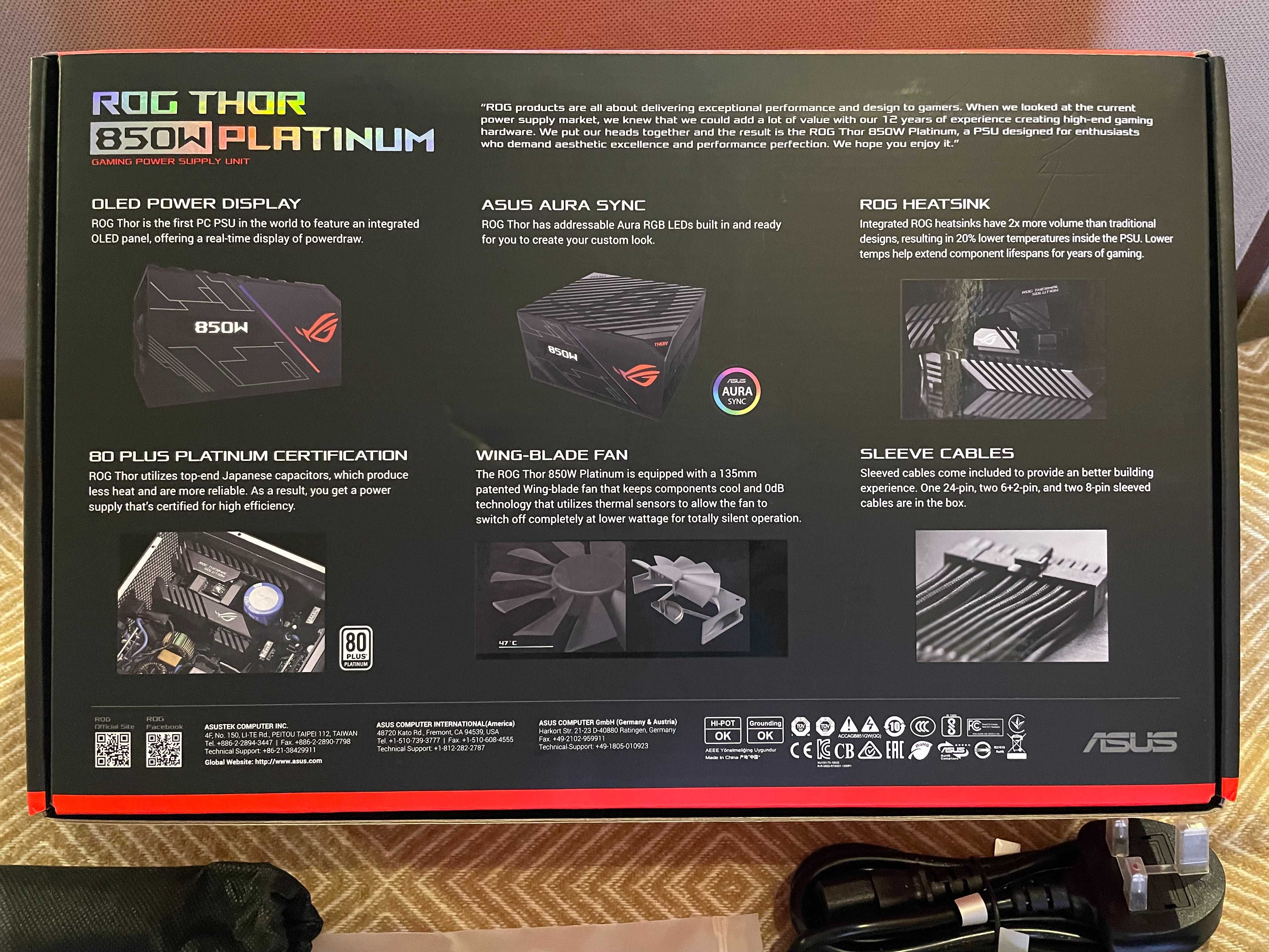 Блок питания Asus Thor 850W Platinum (Гарантия 7лет, OLED-дисплей)
