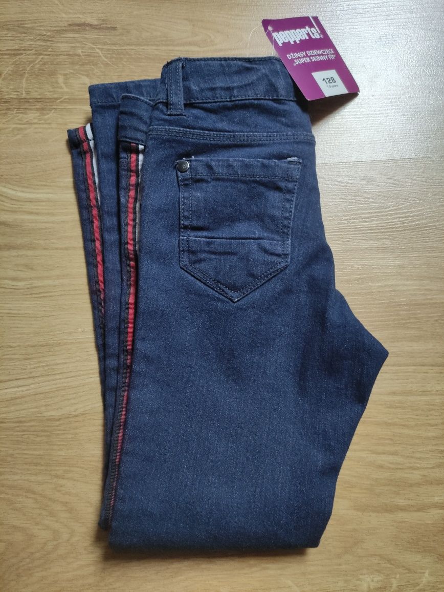 Nowe jeansy spodnie dziewczęce 128 pepperts