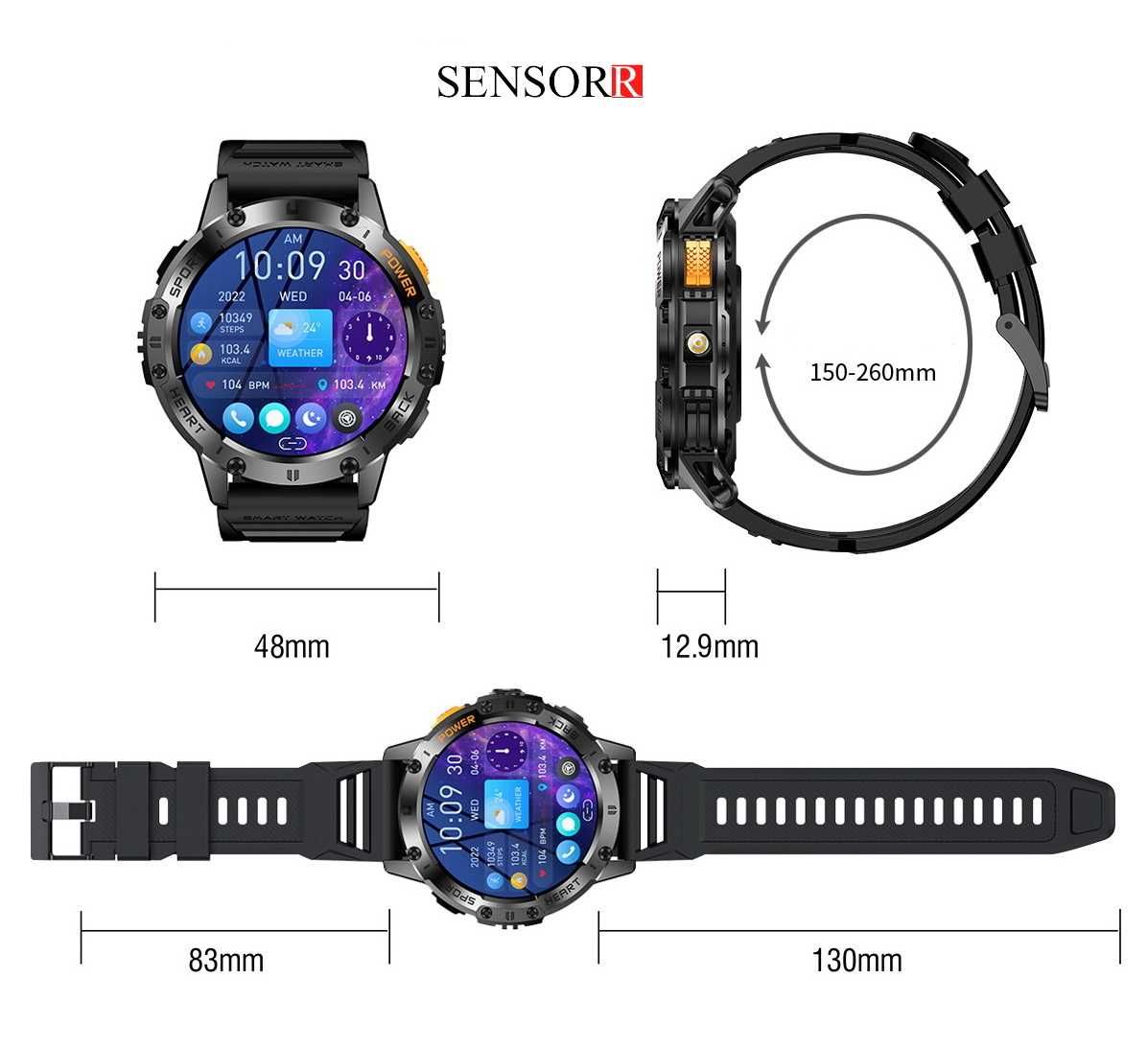 Smartwatch Zegarek Męski LATARKA Ciśnieniomierz ROZMOWY 530mAH AMOLED