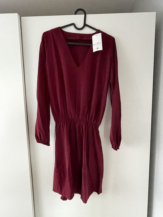 Sukienka NOWA Bordowa roz 36 Dlugi Rekaw