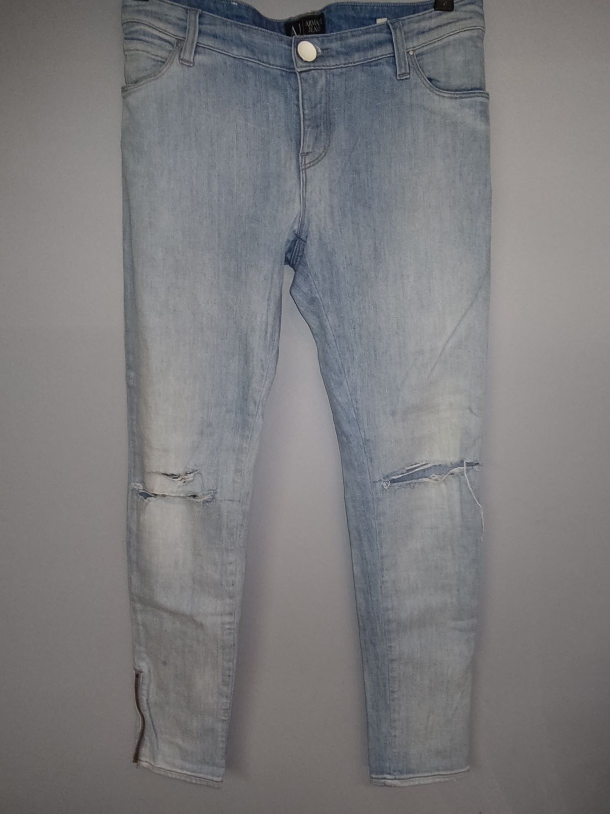 Armani Jeans spodnie jeansowe dziury zamki r.38