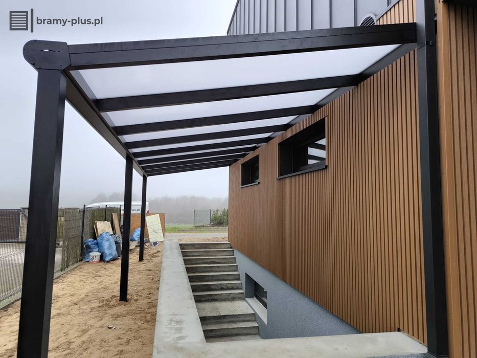 Zadaszenie tarasu 4x4 aluminiowe z montażem poliwęglan mleczny pergola