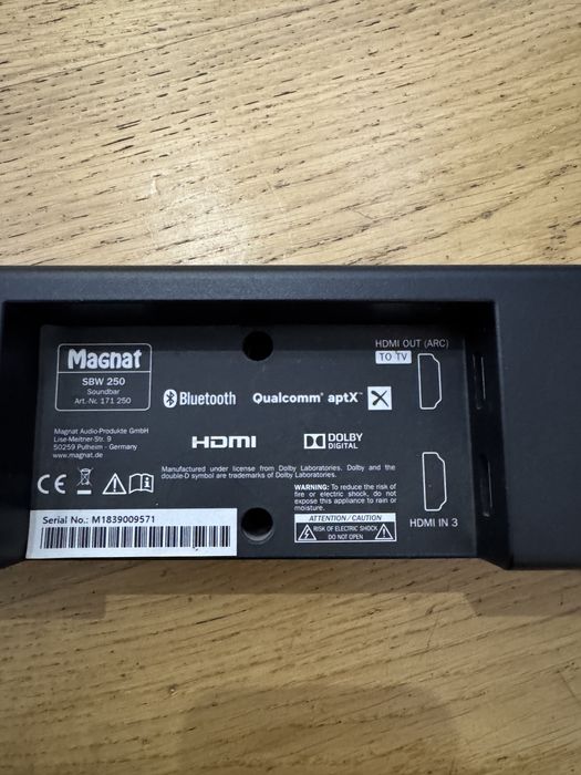Magnat SBW 250, soundbar + subwoofer aktywny, bluetooth, 3x HDMI, bass