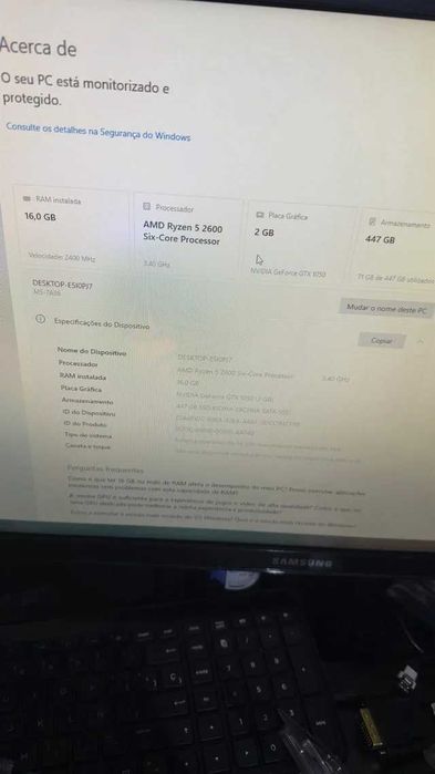Motherboard MSI A320M Ryzen 5 2600 com 16gb RAm ddr4