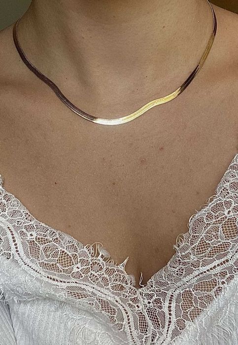złoty naszyjnik wisiorek łańcuszek żmijka wąż choker stal