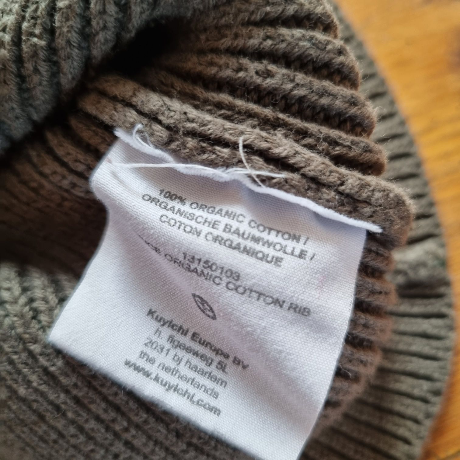 Sweter khaki S  170 cm z bawełny organicznej