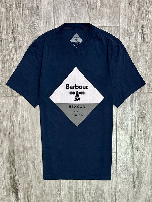 Barbour Beacon Koszulka T-Shirt Męska Slim Fit z Nadrukiem Logowana r.