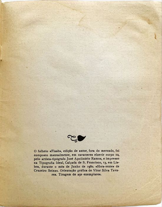 Herberto Helder - Flash - Dedicatória - 1ª edição - 1980