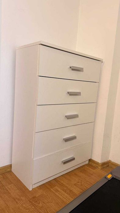 Komoda TAPDRUP 5 szuflad szeroki biały