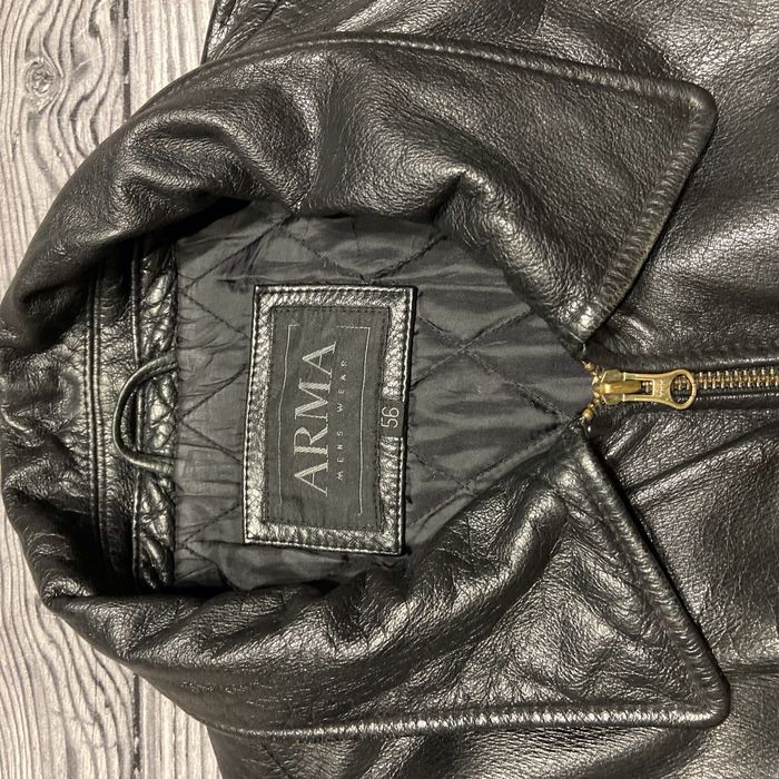 Кожаная куртка Arma Vintage Black Leather Bomber Pilot Alpha Top Gun