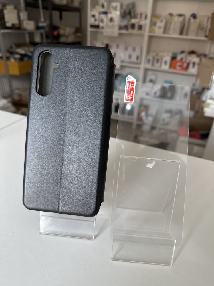 Szkło hartowane i etui zamykane czarne do SAMSUNG A05s