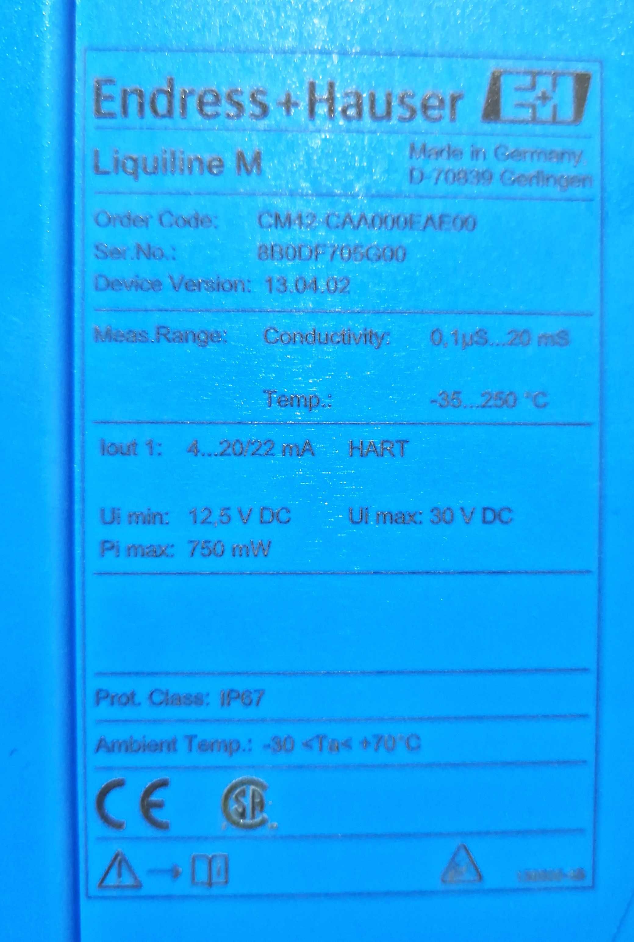 Endress Hauser Liquiline CM42 CLS16 przetwornik przewodności 4-20 mA