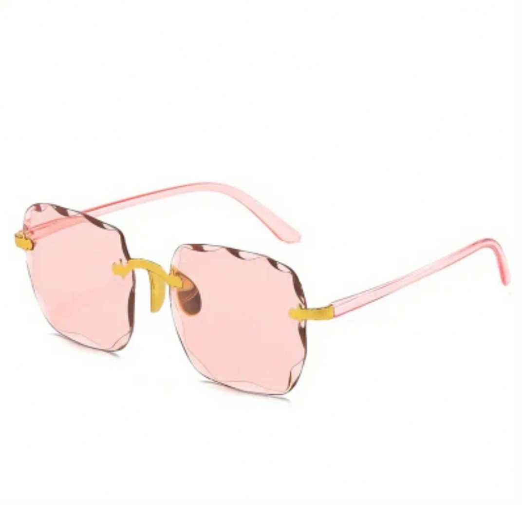 Okulary przeciwsłoneczne bezramkowe różowe