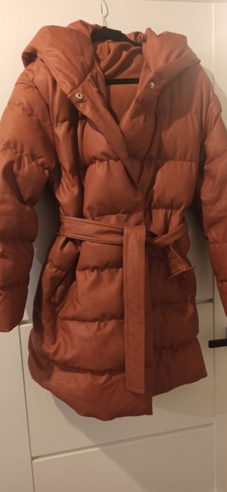 Zimowa kurtka eko skóra brązowa ruda 42 XL