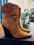 Kowbojki r.40 welur/nubuk kolor camel