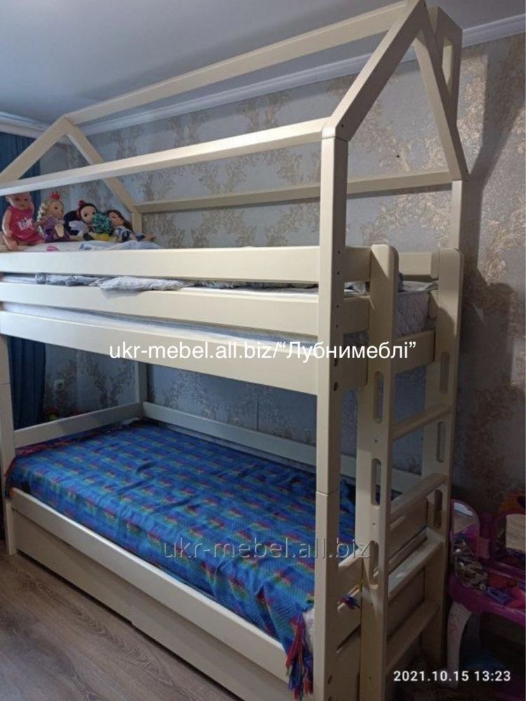 Кровать  двухярусная "Дом4", ліжко з дерева