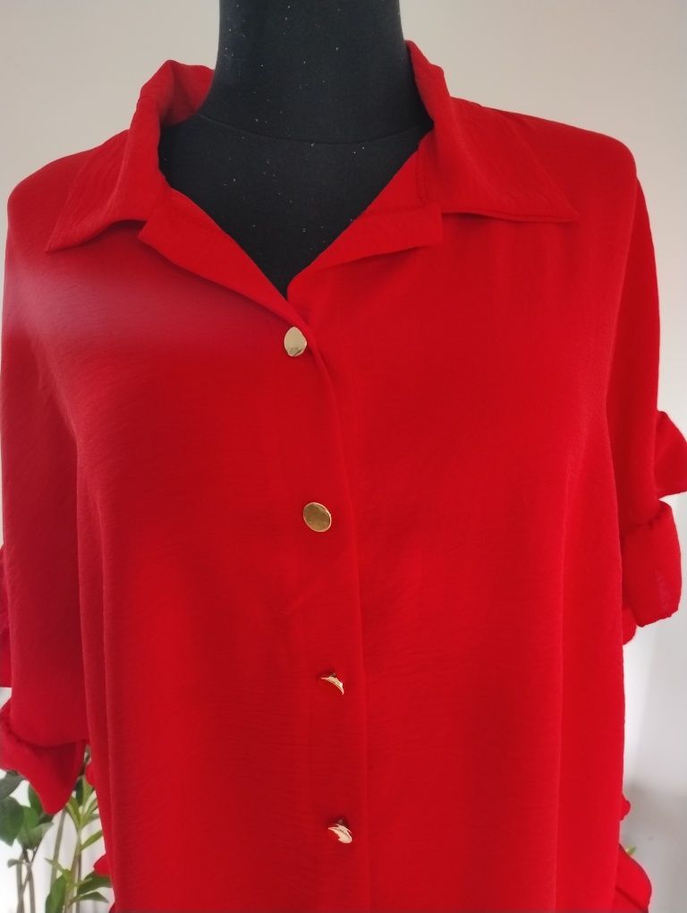 Bluzka elegancka damska 54 Big Size 6XL Red