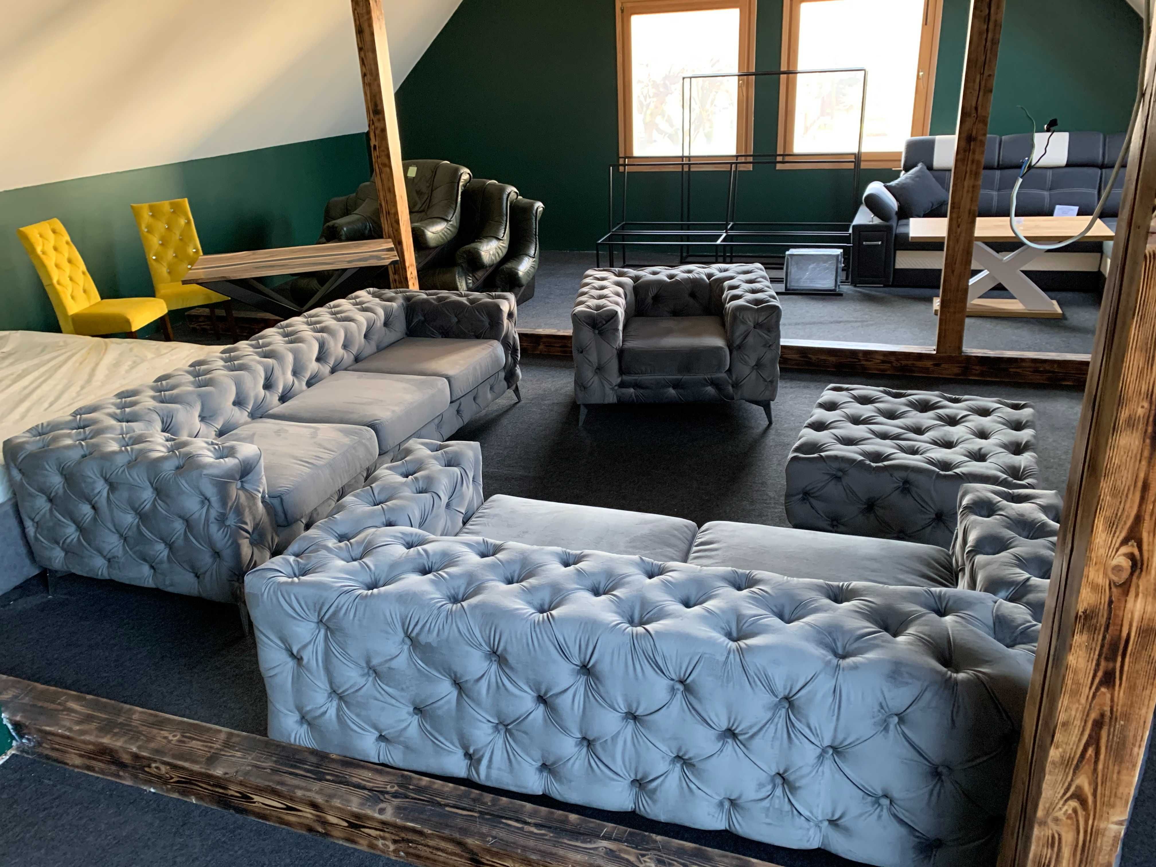 Zestaw Chesterfield Premium 3+2+1+Pufa