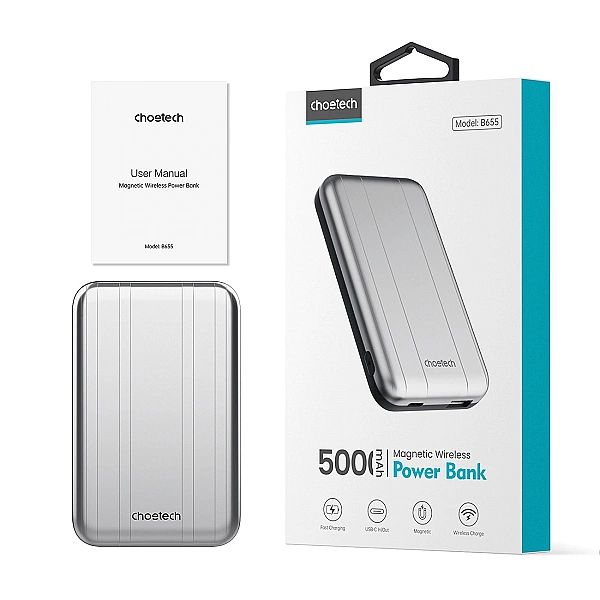 Mini powerbank Choetech B655 indukcyjny MagSafe USB-A / USB-C 5000mAh