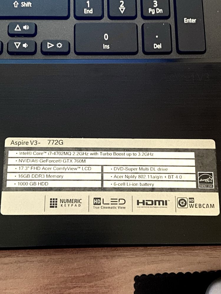 Ноутбук Aspire V3-772G + подарок мышь Logitech
