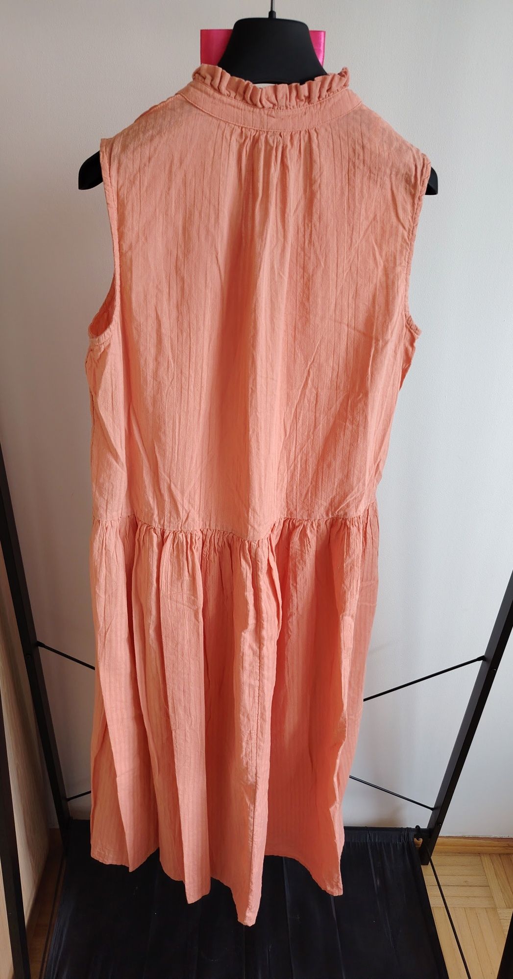 YAS morelowa bawełniana sukienka midi oversize S