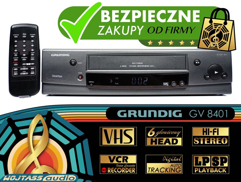 Magnetowid nagrywający GRUNDIG GV 8401 VHS VCR 6-głowic Hi-Fi Stereo