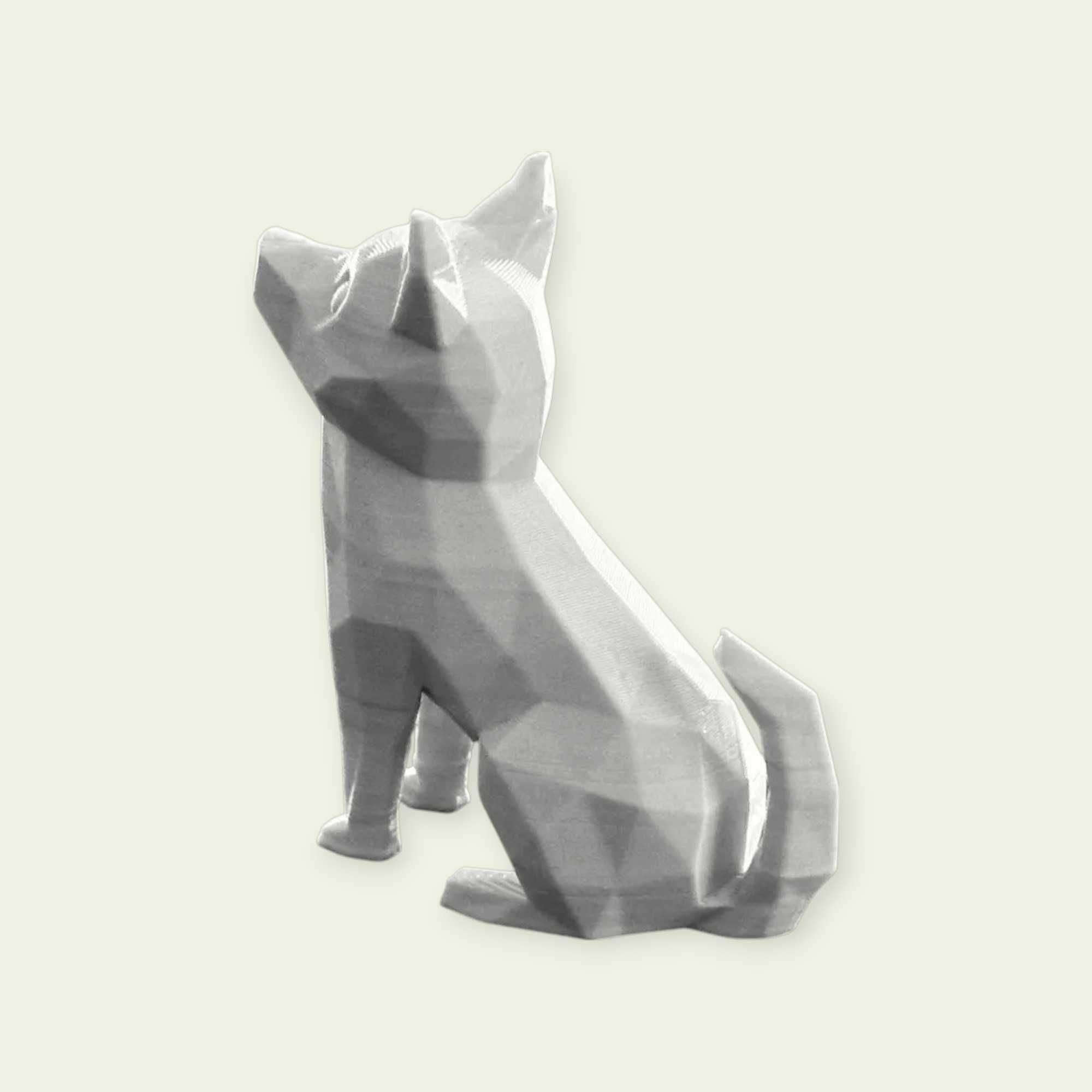 Figura Cão Sentado Low Poly 3D - Decoração Moderna e Fofa